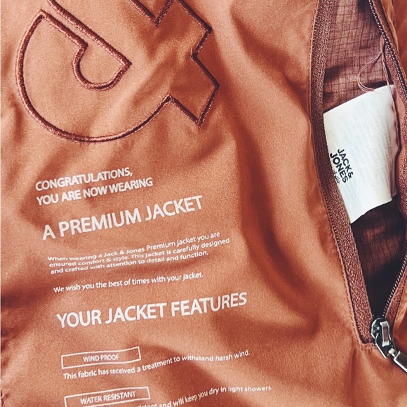 Jack & Jones Burnt Orange Puffer Jacket Men’s Sz Large - Picture 8 of 9